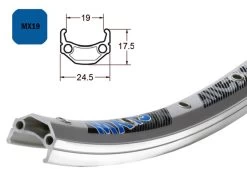 26 Zoll 19-559 Exal MX19 Alufelge Silber Geöst 36L