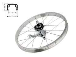 Hinterrad 19-305 Kastenfelge Silber Velosteel 108mm