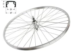 Hinterrad 26 Zoll 21-559 Alu-Kastenfelge Silber Mit Schraubkranznabe 135mm