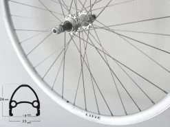 Hinterrad 28 Zoll 19-622 Schürmann Euroline Silber Alunabe Silber Mutternachse / Für Schraubkranz