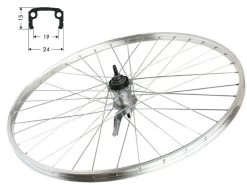 Hinterrad 28 Zoll 19-622 Schürmann Sport Silber Mit Shimano Nexus 3-Gang Rücktritt 120mm Mit Silbernen Speichen