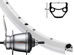 Hinterrad 17-622 Contec Classic L17 Silber Shimano Nexus 7-Gang Rücktritt SG-C3001 Si-Sp