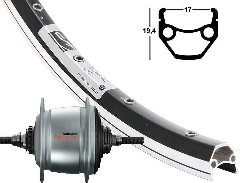 Hinterrad 17-622 Contec Classic L17 Schwarz Shimano Nexus 8-Gang Premium Silber Leerlauf/Rollenbr. / Schwarze Speichen 1 Hinterrad 17-622 Contec Classic L17 Schwarz Shimano Nexus 8-Gang Premium Silber Leerlauf/Rollenbr. / Schwarze Speichen