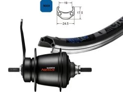 Hinterrad 28 Zoll 19-622 EXAL MX19 Schwarz Mit Shimano Nexus 7-Gang Rücktritt Schwarz SG-C3001 Und Silbernen Niro-Speichen