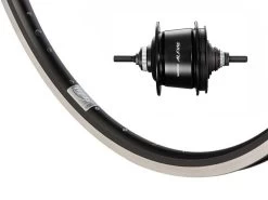 Hinterrad 28 Zoll 19-622 Ryde Andra10 Schwarz/silber Mit Shimano Alfine 8-Gang SGS7001 Leerlauf/Centerlock Schwarz Und Schwarzen Niro-Speichen