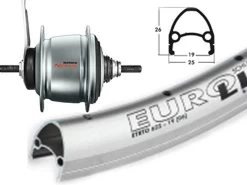 Hinterrad 28 Zoll 19-622 Schürmann Euroline Silber Mit Shimano Nexus 8-Gang Rücktritt Silber Und Silbernen Niro-Speichen