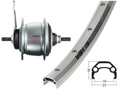 Hinterrad 26 Zoll 19-559 Schürmann YAK 19 Silber Mit Shimano Nexus 8-Gang Rücktritt Silber Und Silbernen Niro-Speichen