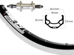 Hinterrad 19-622 Ryde ZAC19 Schwarz Schraubkranznabe Silber Mit Mutternachse / Silberne Nirospeichen