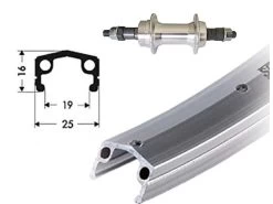 Hinterrad 19-622 Schürmann Point Kastenfelge Silber Schraubkranznabe 135mm
