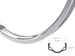 Sondergröße 635 Ryde HL32 Alufelge L4.5 Silber-poliert 36L