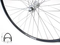 Vorderrad 26 Zoll 19-559 Schürmann Euroline Schwarz Alunabe Silber Mutternachse