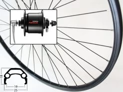 Vorderrad 28 Zoll 19-622 Schürmann YAK Schwarz-silber / Shimano Dynamo DH-C3000 Schwarz Mit Schnelllspanner