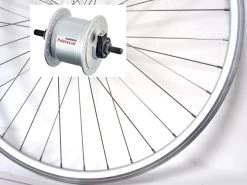 Vorderrad Exal XP19 Silber Mit Shimano Nabendynamo DH-C3000 Silber Mutternachse / 28 Zoll 19-622