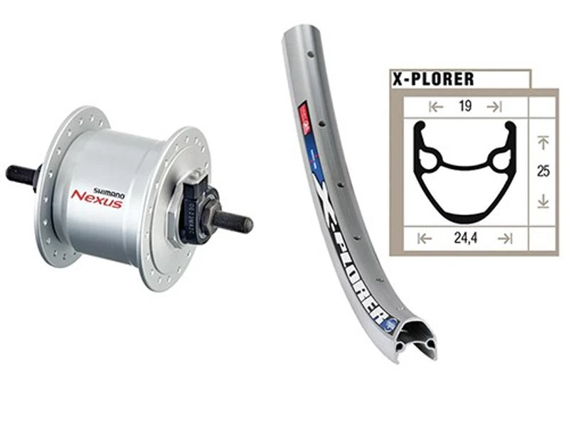 Vorderrad 19-622 Ryde X-Plorer Silber Shimano Nexus Nabendnamo Mit Mutternachse 1 Vorderrad 19-622 Ryde X-Plorer Silber Shimano Nexus Nabendnamo Mit Mutternachse